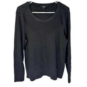 Talbots Womens Sweater Black Size Petite L Long‎ Sleeve Cotton Blend